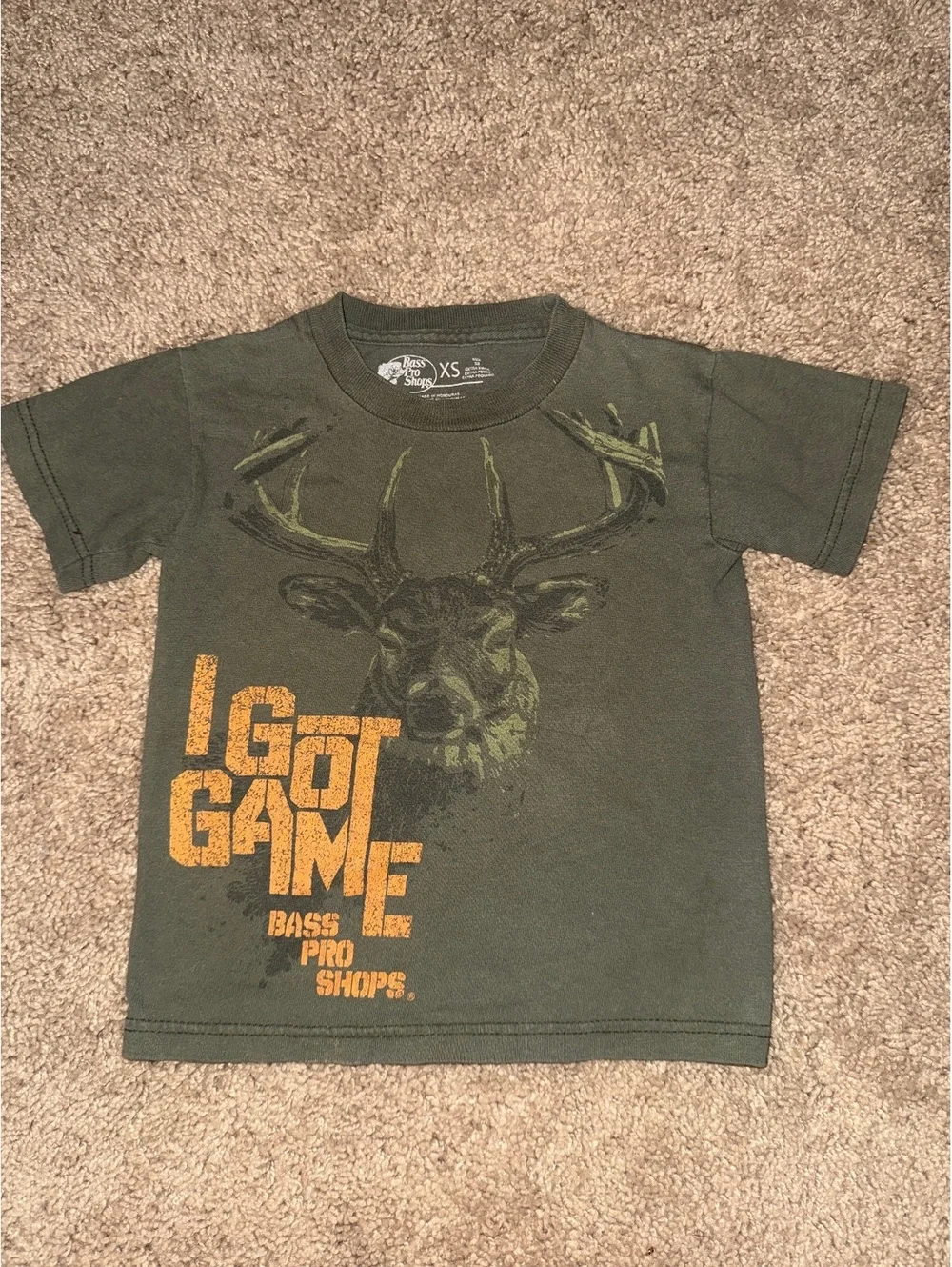 Bass Pro Shops Kids' Olive Green 'I Got Game' Graphic T-Shirt XS